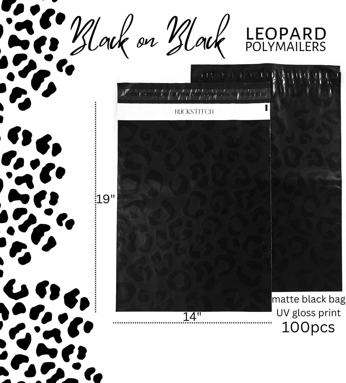 Poly Mailers LEOPARD 14x19 Inch, 100 pack, SELF SEALING, SHIPPING BAGS, LARGE CHEETAH MAILERS