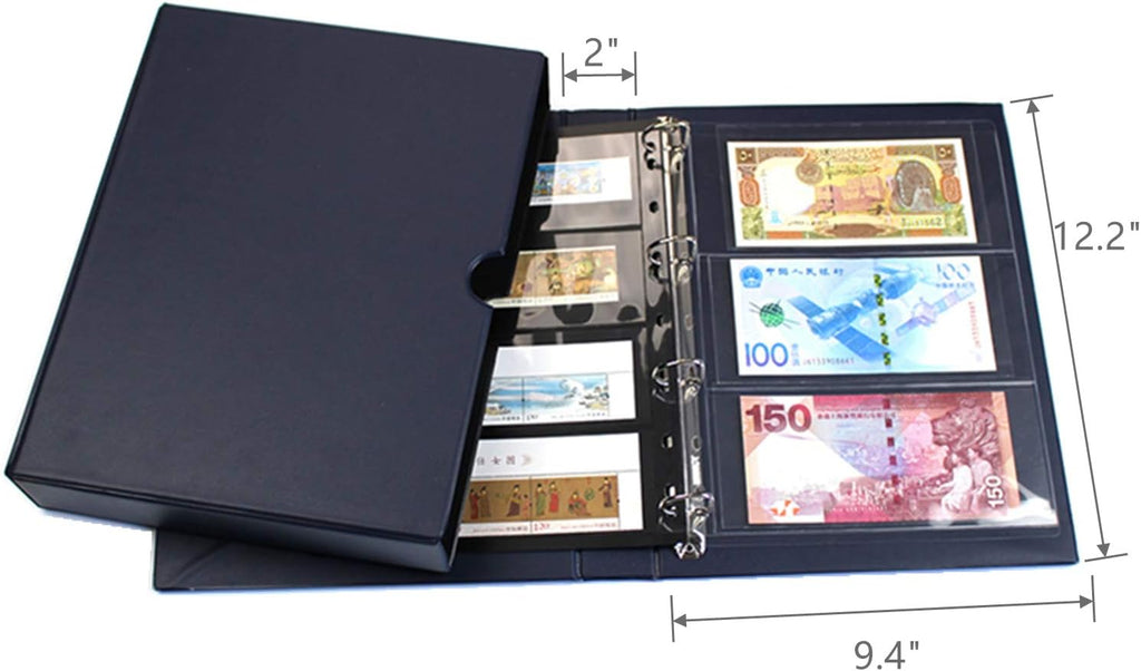 Stamp Binder with Slipcase, Empty Stamp Collecting Albums, Blue | Stamp Collecting Supplies, Stamp Stockbook for