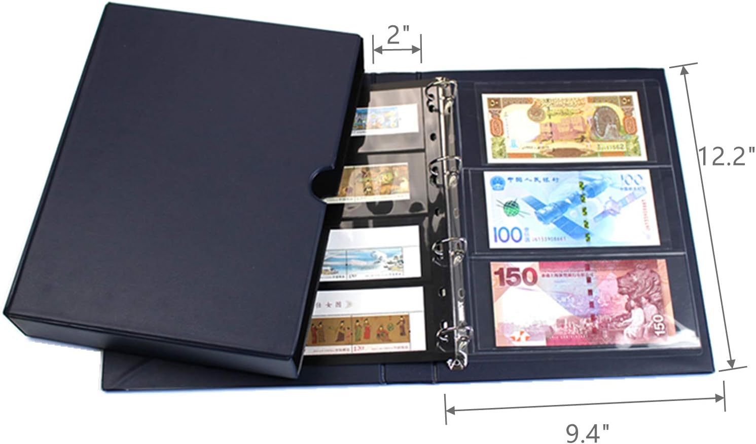 Stamp Binder with Slipcase, Empty Stamp Collecting Albums, Blue | Stamp Collecting Supplies, Stamp Stockbook for