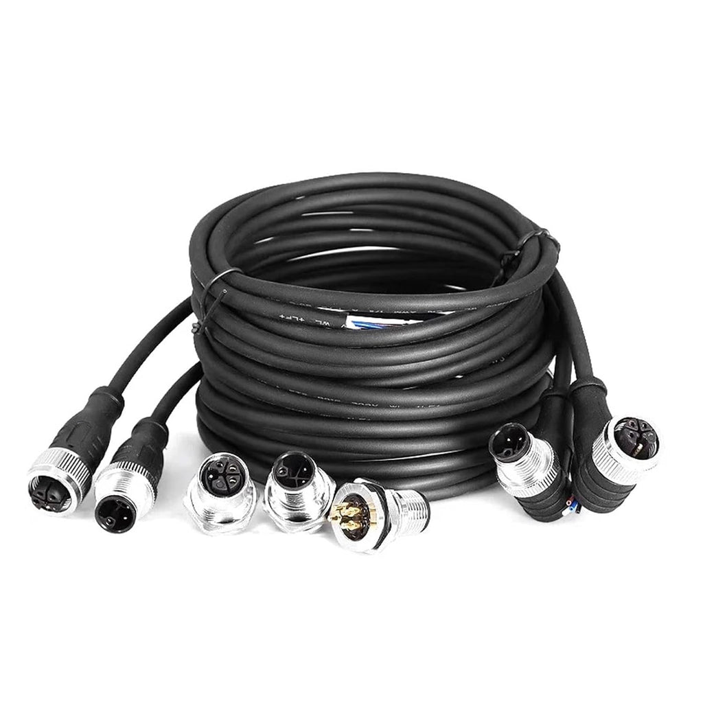 Connector Cable M12 L-Code Aviation Plug 3Pin 4Pin 5Pin D-Type Connector 15A 4+PE Male Female Socket 2 Meters Straight Elbow IP67(Female Elbow,0.3 Square,3Pin (2 PE))