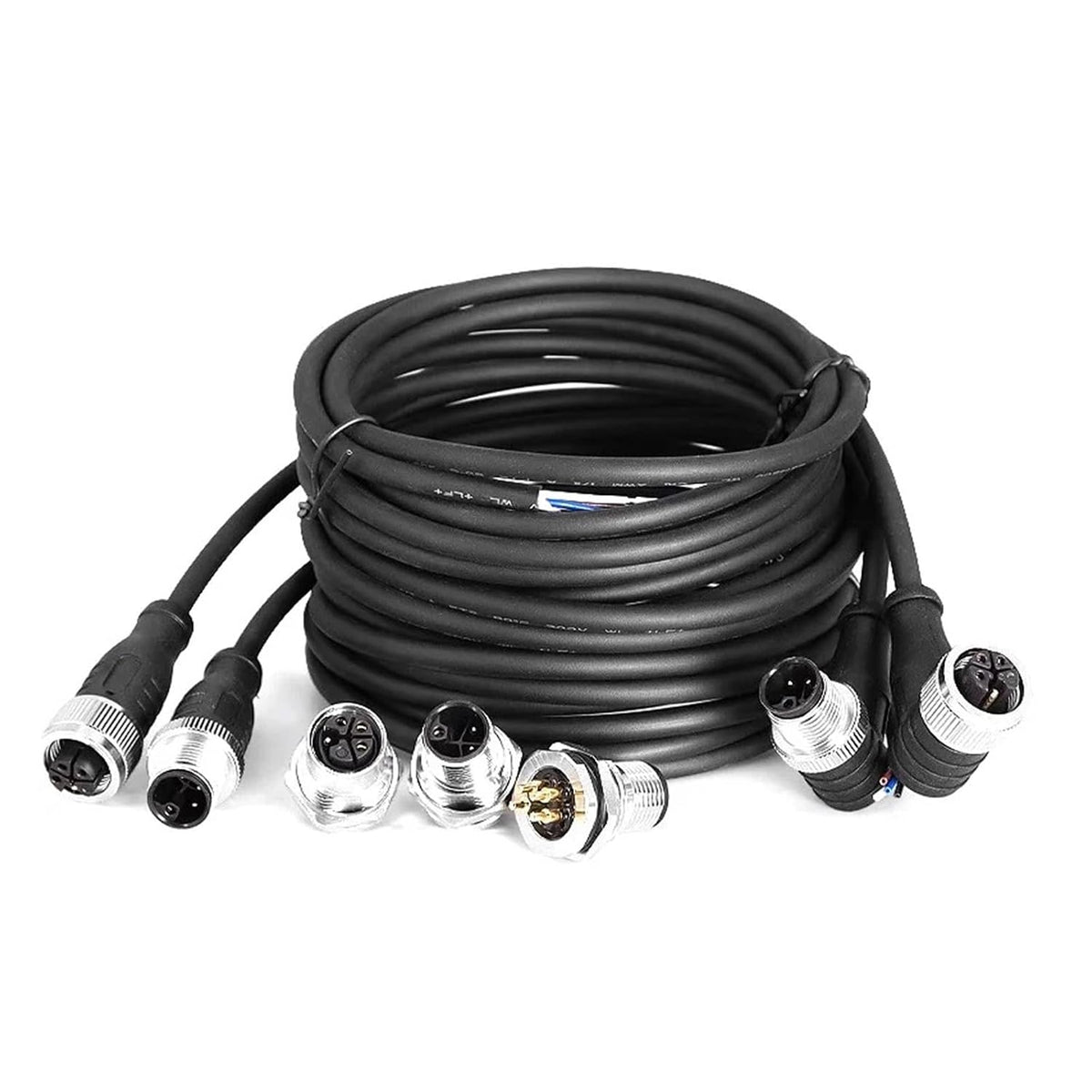 Connector Cable M12 L-Code Aviation Plug 3Pin 4Pin 5Pin D-Type Connector 15A 4+PE Male Female Socket 2 Meters Straight Elbow IP67(Female Elbow,0.3 Square,3Pin (2 PE))