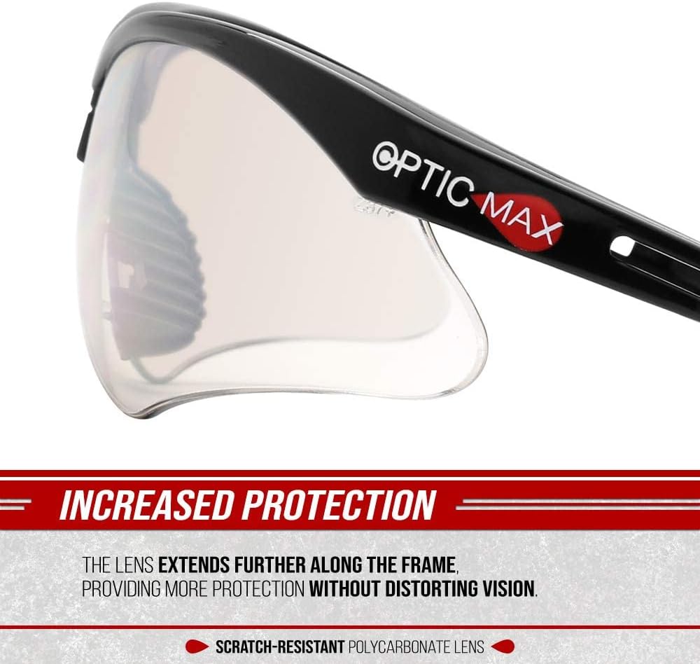 Optic Max Safety Glasses for Men & Women, Scratch-Resistant Eye Protection for, Hunting & Construction