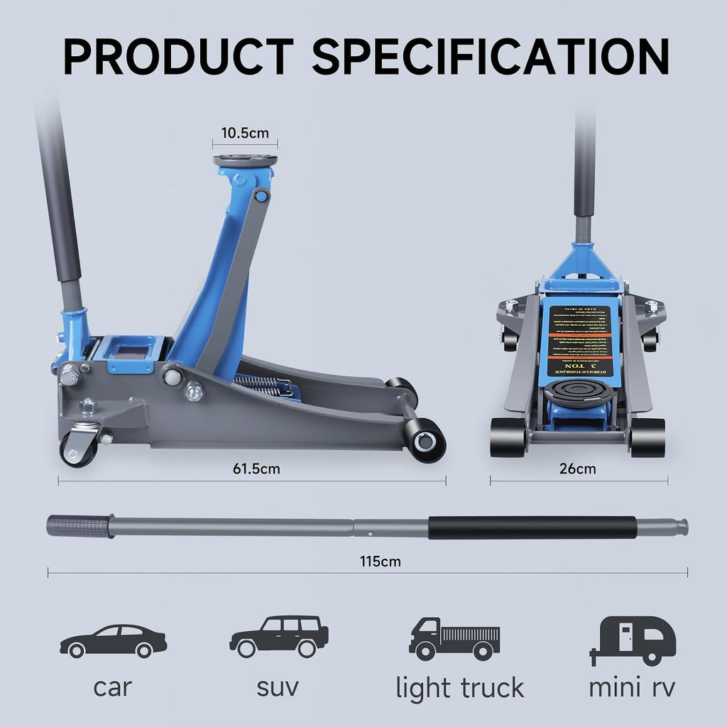 3 Ton Low-Profile Hydraulic Floor Jack,Durable Floor Jack