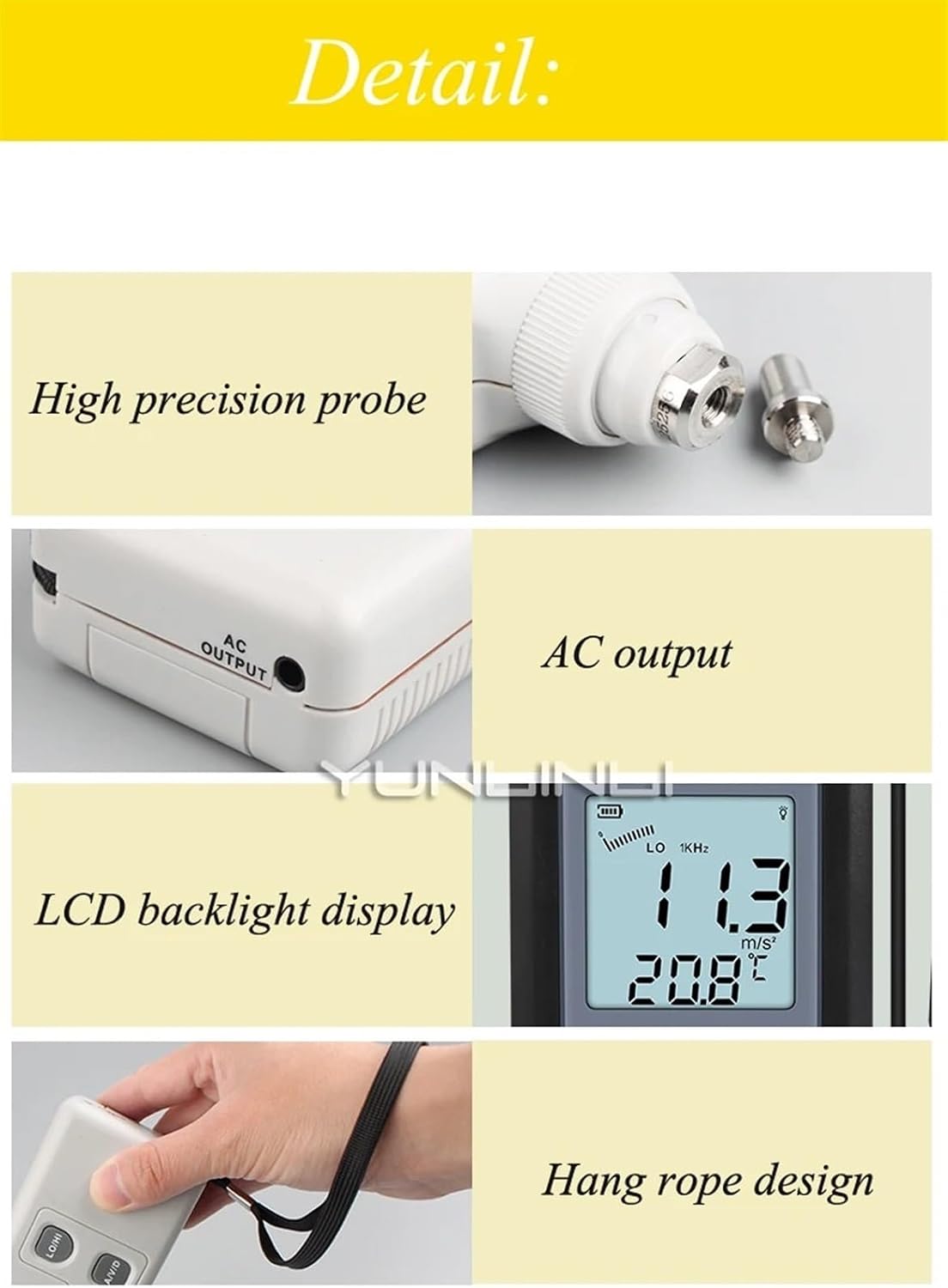 Vibration Meter,Digital Vibration Meters LCD Black Light High Precision Handheld Vibration Tester Gauge