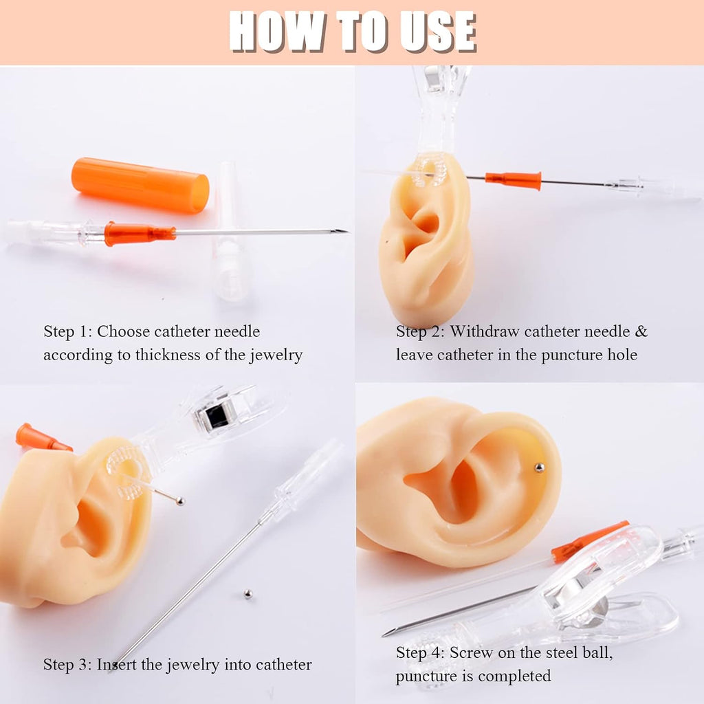 Catheter Piercing Needles Mixed 50PCS – 14G 16G 18G 20G 22G Disposable Hollow Needles IV Catheter Needles for Ear