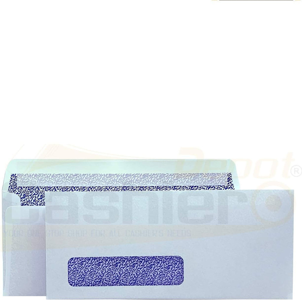 100 Cashier Depot - #10 Business Envelopes with Left Window, 4 1/8 x 9 1/2 Inches, 24lb White Wove, Security Tinted