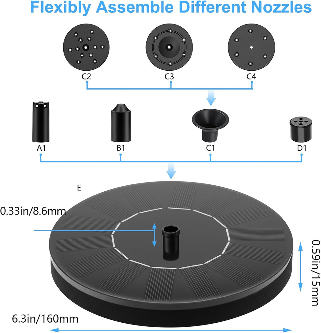 Floating Solar Water Pump,Solar Fountain for Bird Bath, Garden