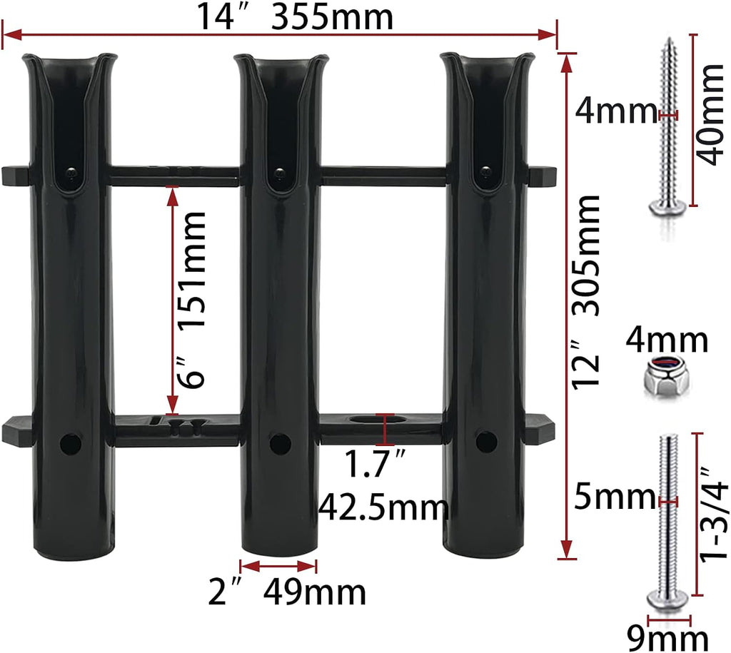 Fishing Rod Holder Bracket Wall Mounted Boat Side Mount Tool Holder Tube Links with Screws 2/3/4/6 Pole Tube