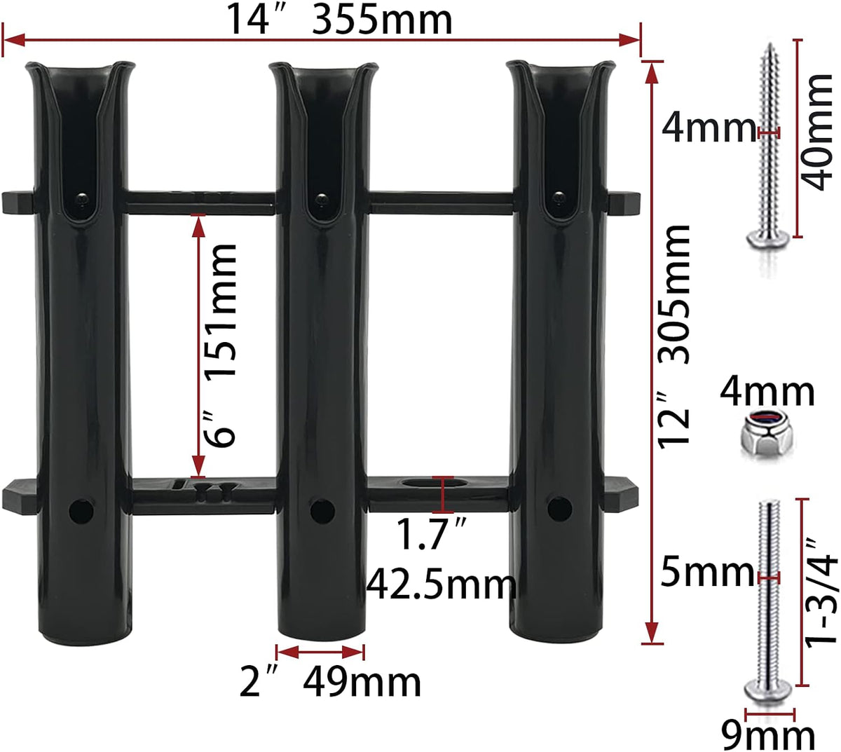 Fishing Rod Holder Bracket Wall Mounted Boat Side Mount Tool Holder Tube Links with Screws 2/3/4/6 Pole Tube