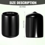 20 Pcs 3/4" Rubber Caps and Plugs, Round End Cap for Metal Tubing Protective Rubber Caps Black Vinyl Cover Screw Thread Protectors Assortment Kit for Metal Tube Rod Bolt Screw
