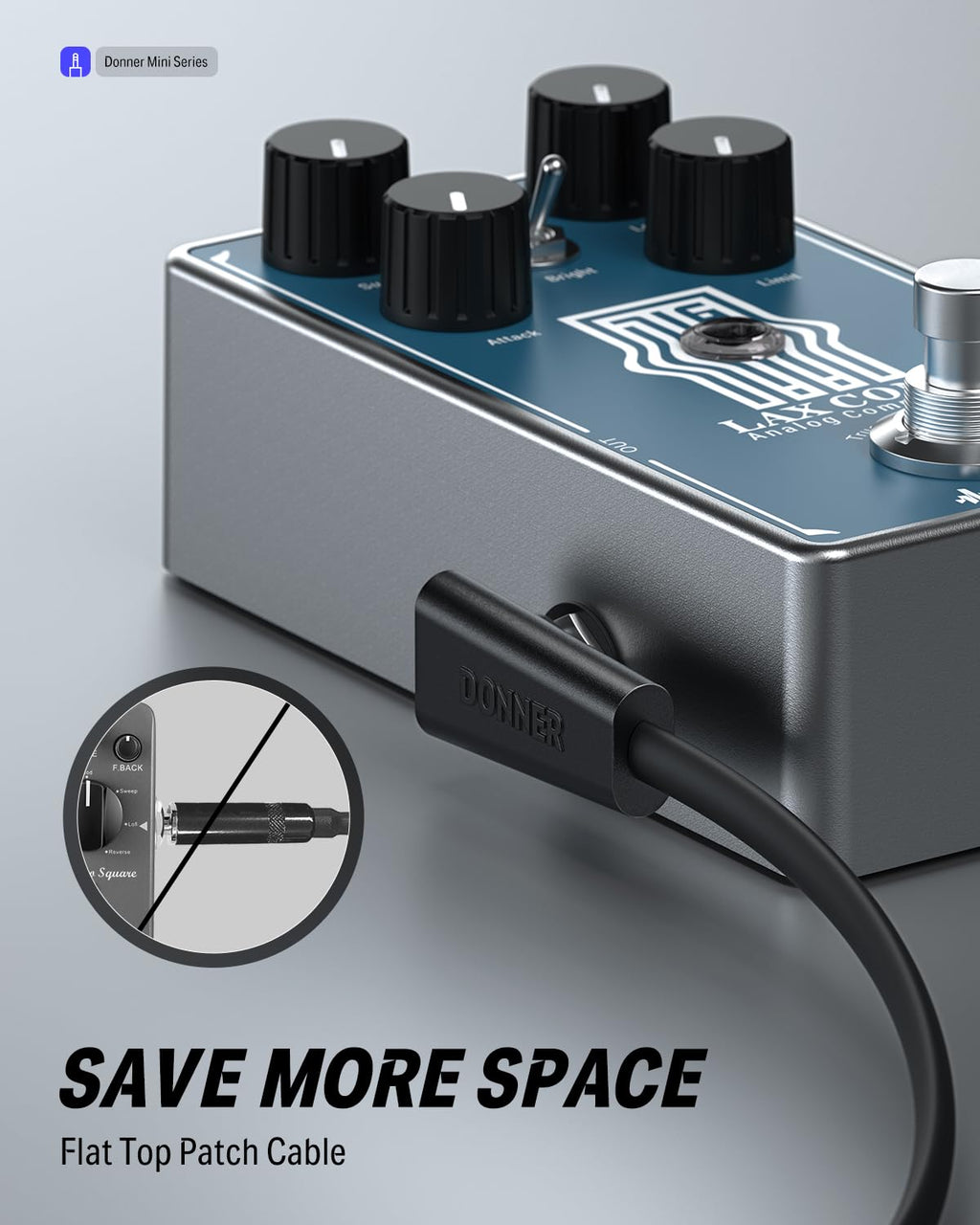 Flat Patch Cables for Guitar Effect Pedal 6 Inch Save Space Clear Sound 1/4" TS Right Angle 3 Packs | Right angle