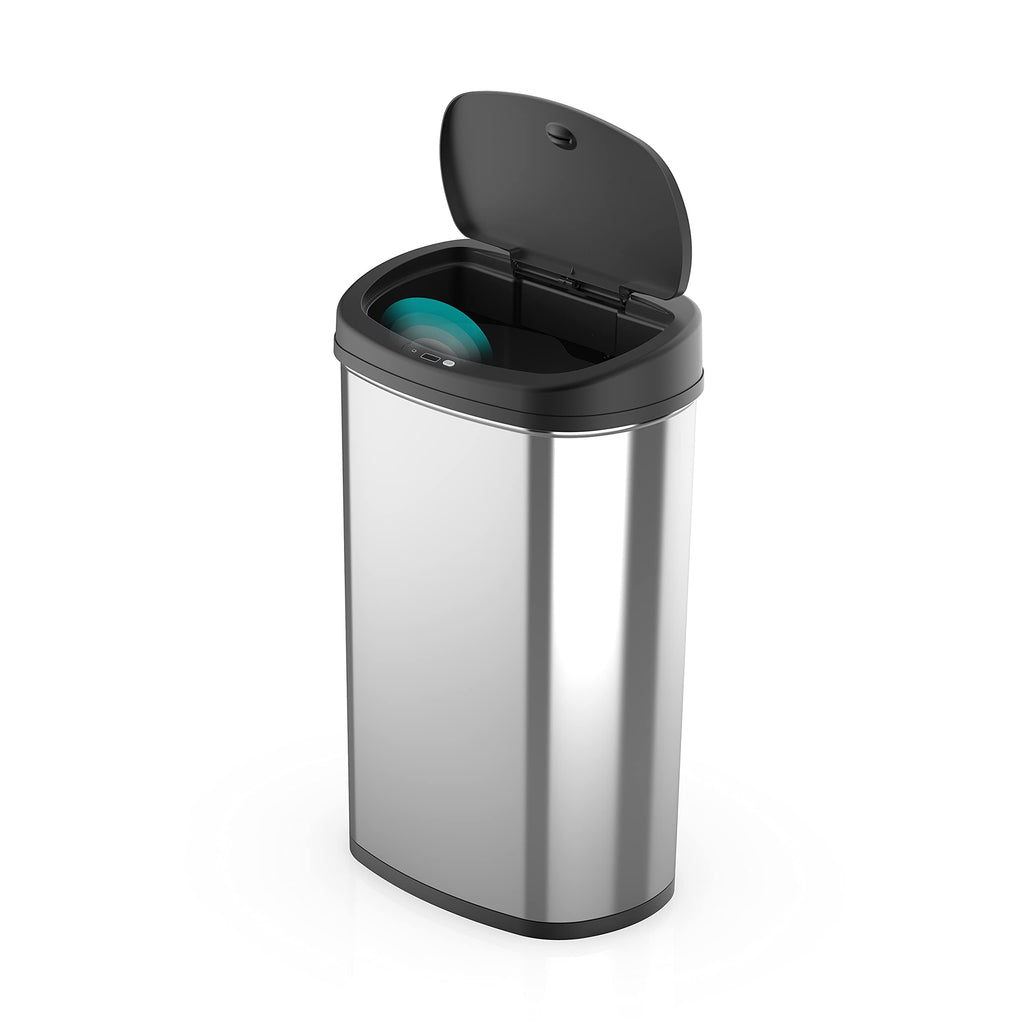 13 Gallons / 50 Liters Automatic Touchless Motion Sensor Rectangular Trash Can for Home and Kitchen with Lid, Slow