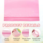 Plastic Reclosable Zip Bags 2"x3"-4.7 Mil Thick Pink 200Pcs