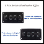 Customize 4 Way Rocker Switch Panel White Led Toggle Switch Panel for Car Boat Marine RV Side by Side UTV Dashboard IP66