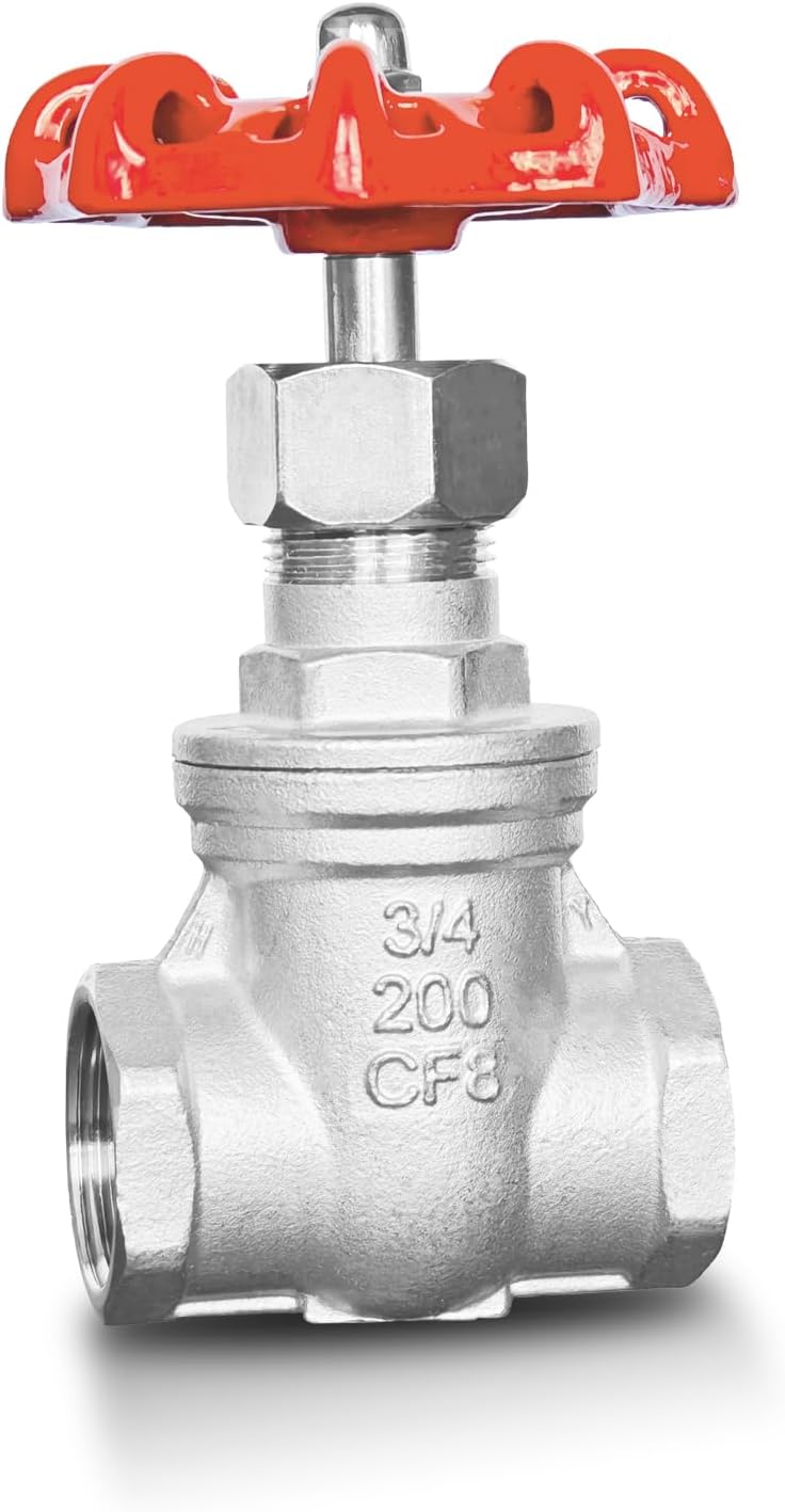 3/4" NPT Gate Valve, Heavy Duty Stainless Steel, Female Thread, DN20