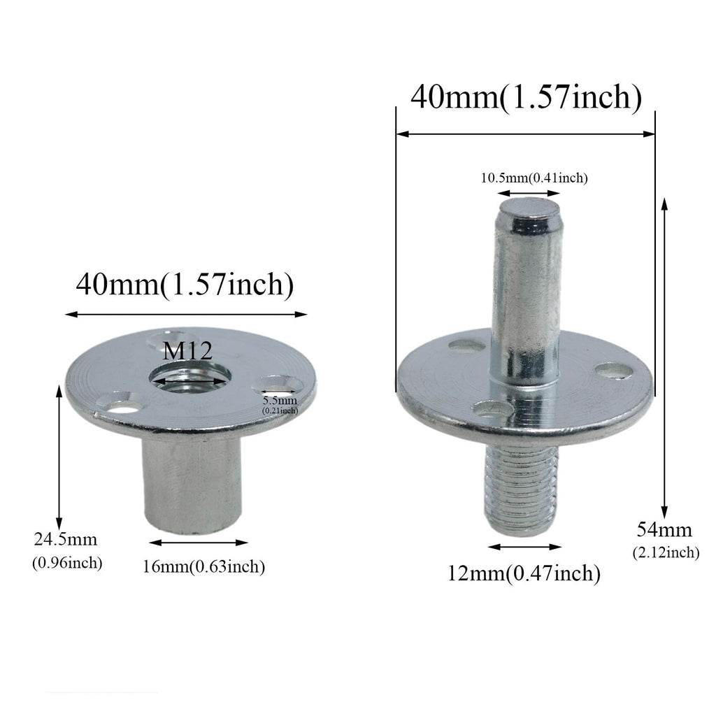 2Pcs M12 T-Nut Bed Post Connector for Furniture