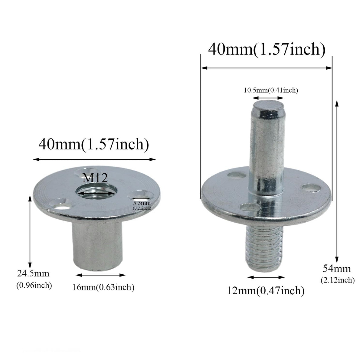 2Pcs M12 T-Nut Bed Post Connector for Furniture