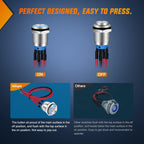 19mm Push Button Switch 5 Pack Pre-Wired SPDT 12V 24V Self-Locking