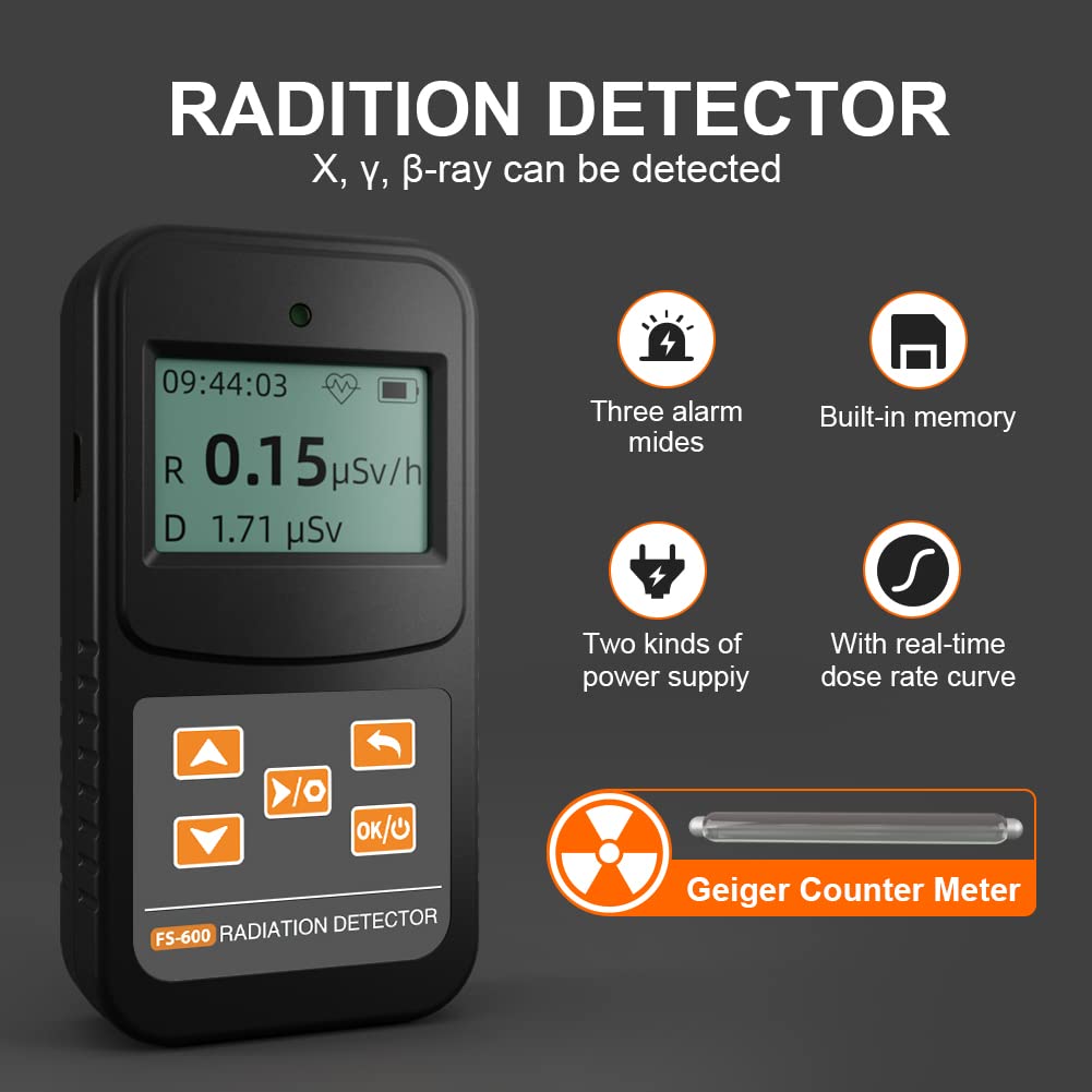 Nuclear Radiation Detector, Geiger Counter with Click Sound for Beta Gamma X-ray, Portable Alarm Radioactive