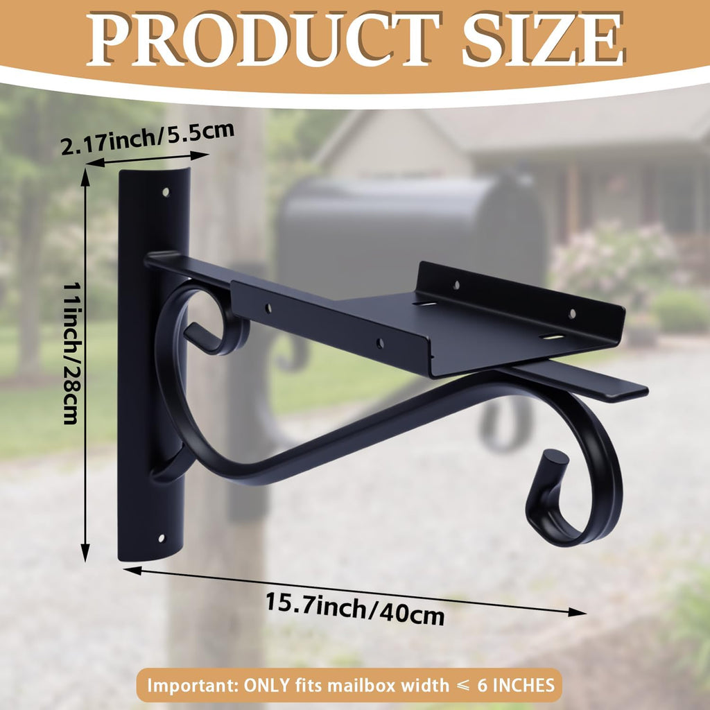 Single Mailbox Bracket for 3" Round Post, Decorative Cast Aluminum Mailbox Mounting Bracket, Large (S) Scroll