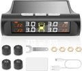 Tire Pressure Monitoring System with Solar Charge, TPMS Sensors Set of 4 | TPMS with 4 External sensors & 5 Alarm