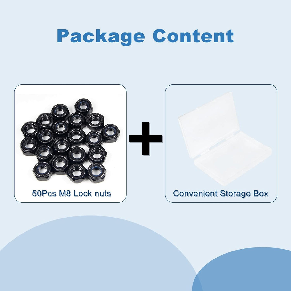 50Pcs M8 x 1.25mm Carbon Steel Hex Lock Nuts, Nylon Insert Self-Locking Nut
