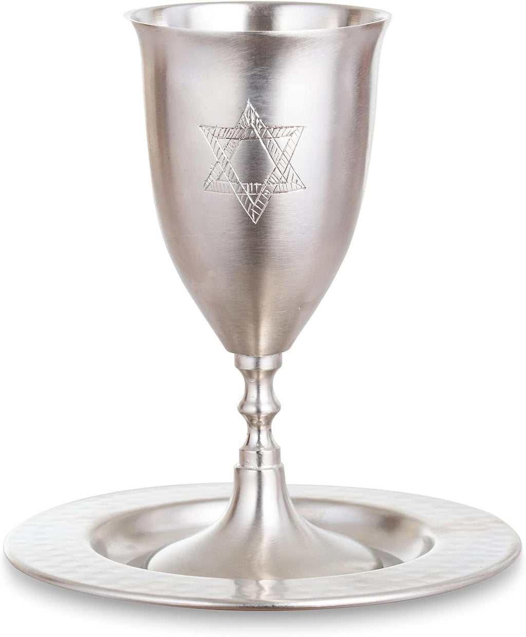 Elegant Traditional Star of David Kiddush Wine Cup with Brass Satin Finish - Perfect for Shabbat, Holidays, Havdalah