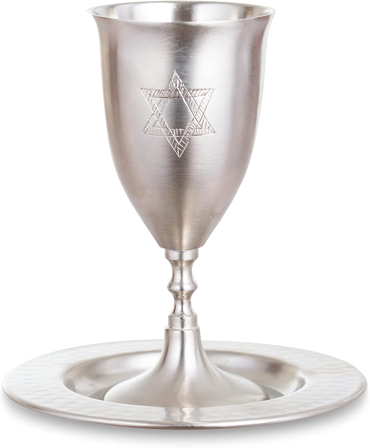 Elegant Traditional Star of David Kiddush Wine Cup with Brass Satin Finish - Perfect for Shabbat, Holidays, Havdalah