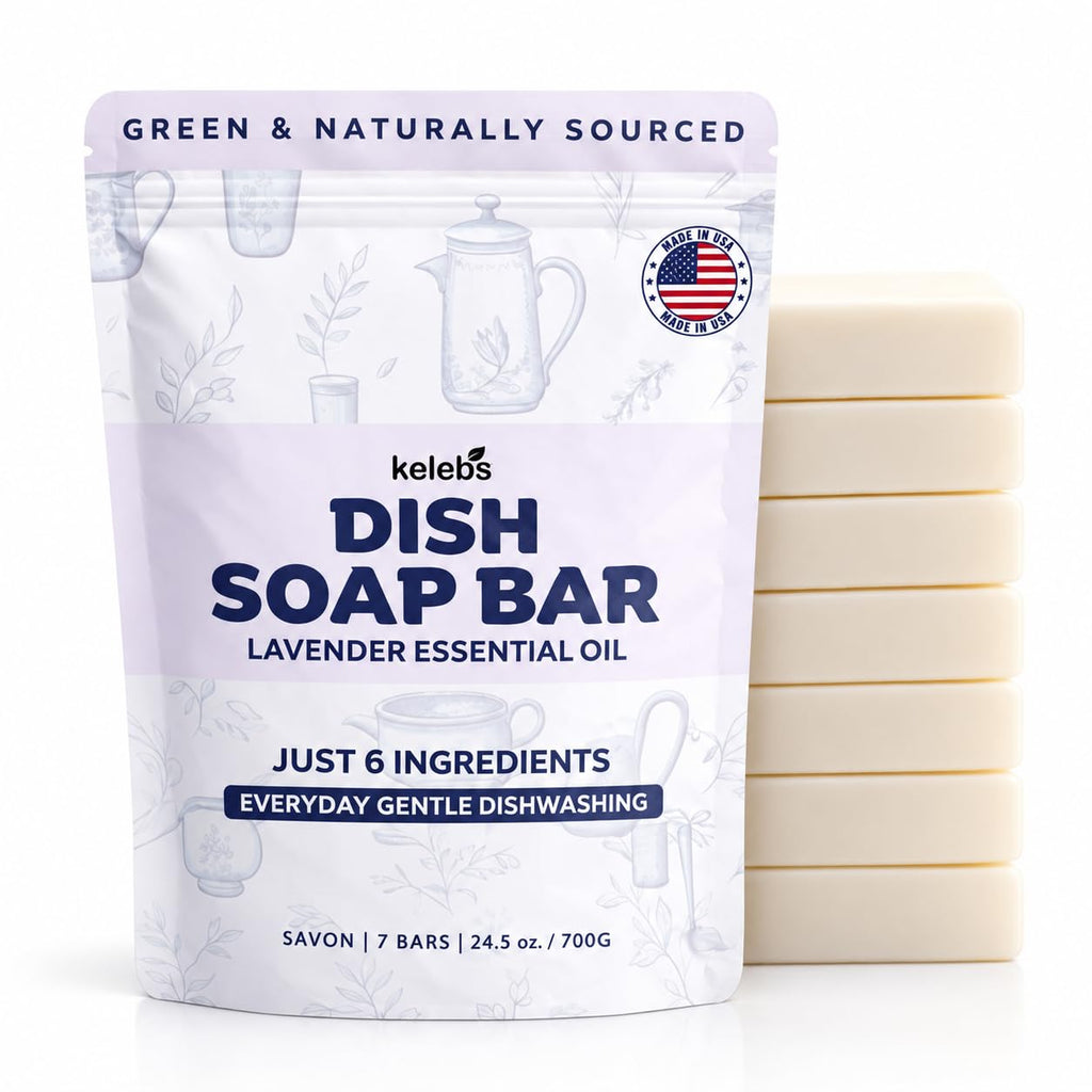 Lavender Natural Dish Soap Bar, Organic Olive Oil, Non-Toxic, 7-Pack
