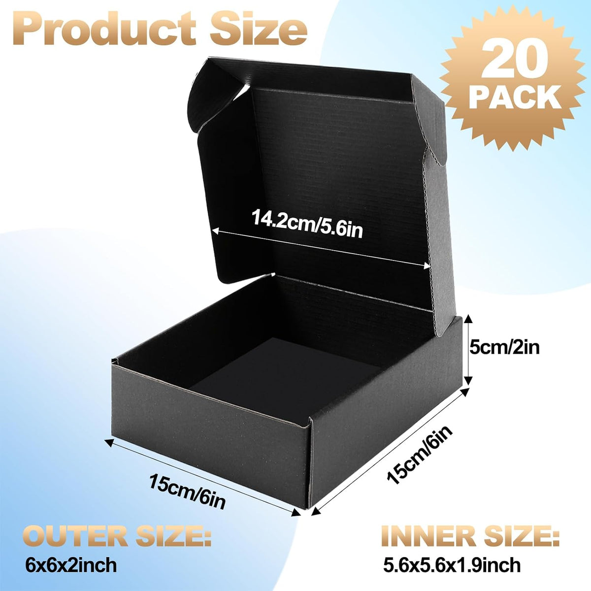 Shipping Boxes,20 Pack Black Corrugated Cardboard Boxes,Recyclable Small Mailer Boxes for Packaging Small Business