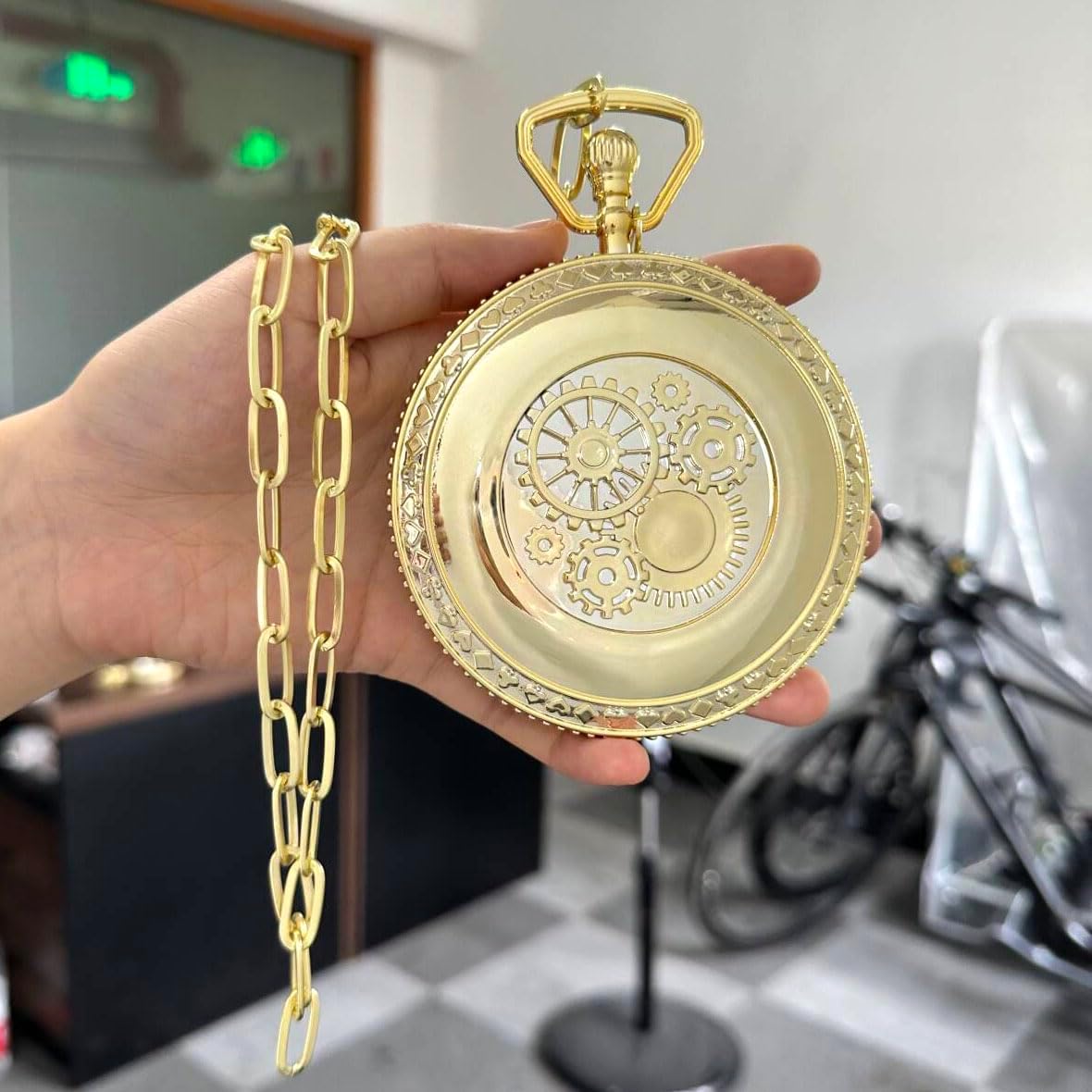 3.7'' Gold Pocket Watch Prop Themed Costume Accessory | NO FUNCTION For Halloween Cosplay Costume Parties Theater