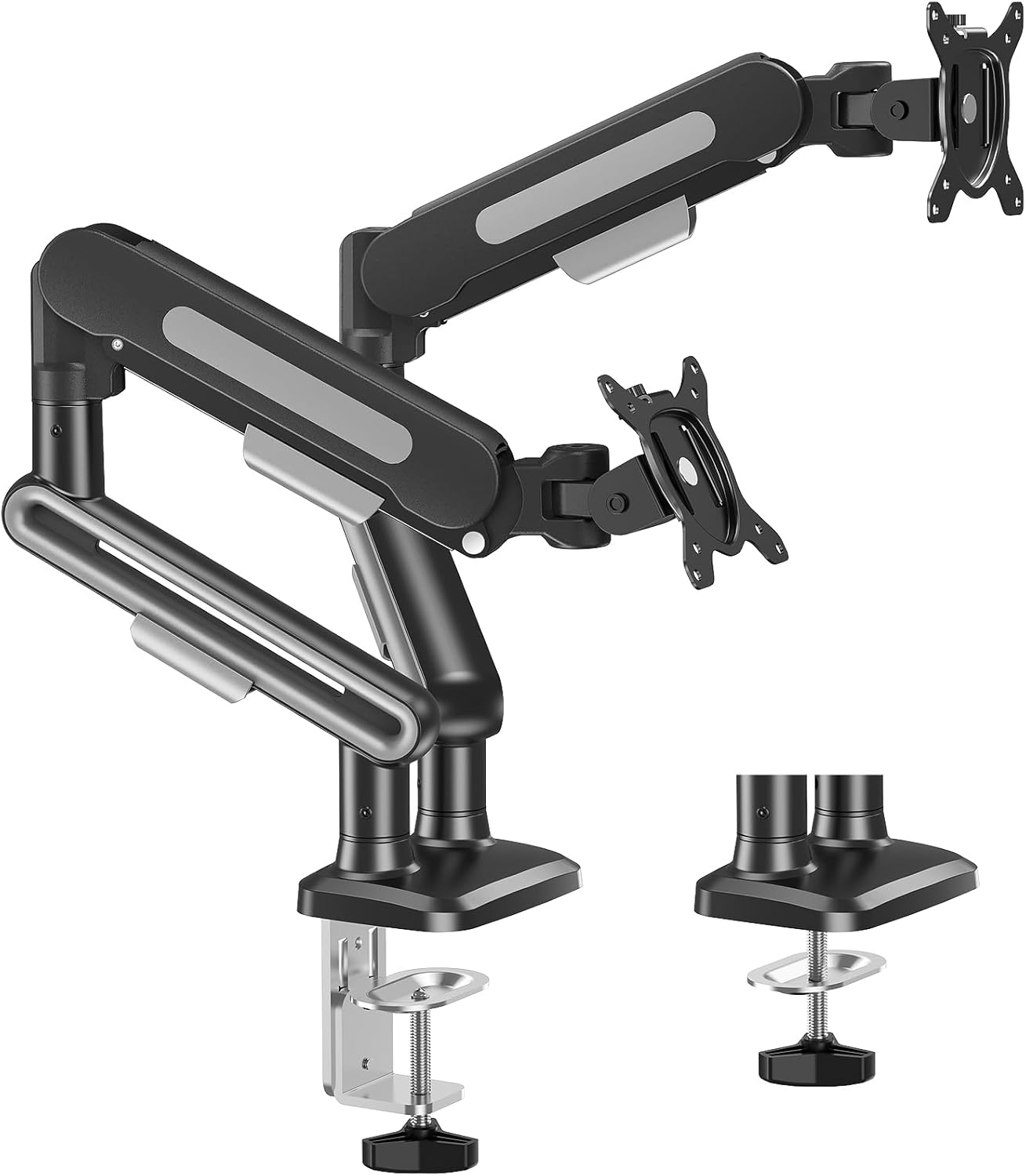 Dual Monitor Desk Mount, Pneumatic Monitor Arms for 2 Monitors Max 39 Inches, Adjustable Dual Computer Monitor Stand