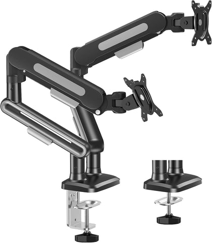 Dual Monitor Desk Mount, Pneumatic Monitor Arms for 2 Monitors Max 39 Inches, Adjustable Dual Computer Monitor Stand