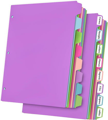 16Pcs/2 Set Binder Dividers with Tab, 8 Color Tab for 3 Ring Binder Divider | Page Folder Dividers