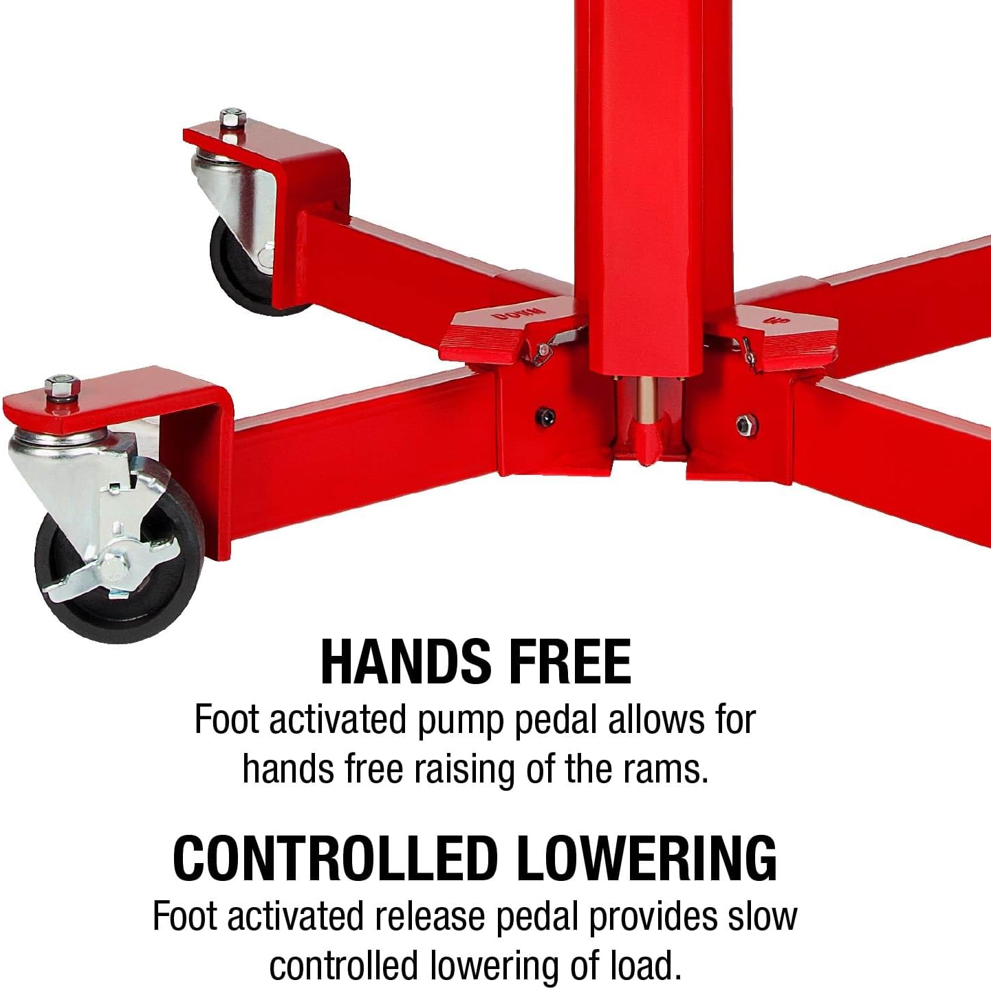 1,000 lb. Air and Hydraulic Telescopic Transmission Jack with Adjustable Saddle Arms, 35.5 in. to 73.5 in. Lift