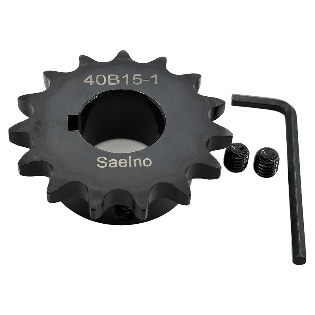 #40 Roller Chain Sprocket Type B 1 inch Bore 15 Tooth, Hardened Antirust 1045 Steel Drive Sprockets 40B15-1