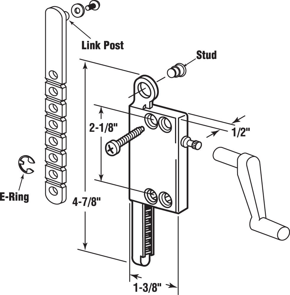 R 7015 Louvre Window Operator Assembly, Side Mount, Diecast (Single Pack)
