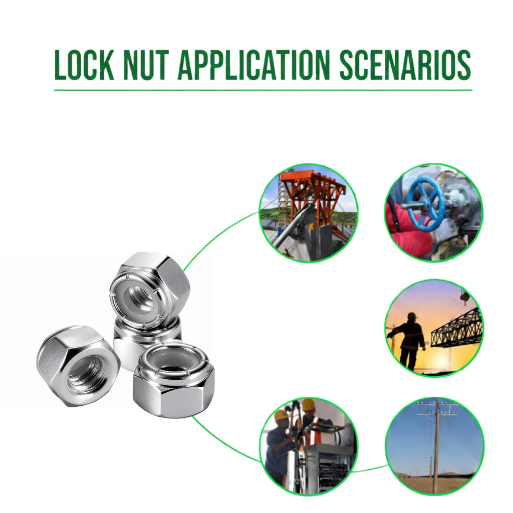 BOLDGNAITE 20pcs 1/2"-13 Nylon Insert Lock Nuts, 304 Stainless Steel Nylock Nuts, Inch SAE Coarse Thread Self-Locking Hex Nuts, Reusable Anti-Loose Corrosion Resistant