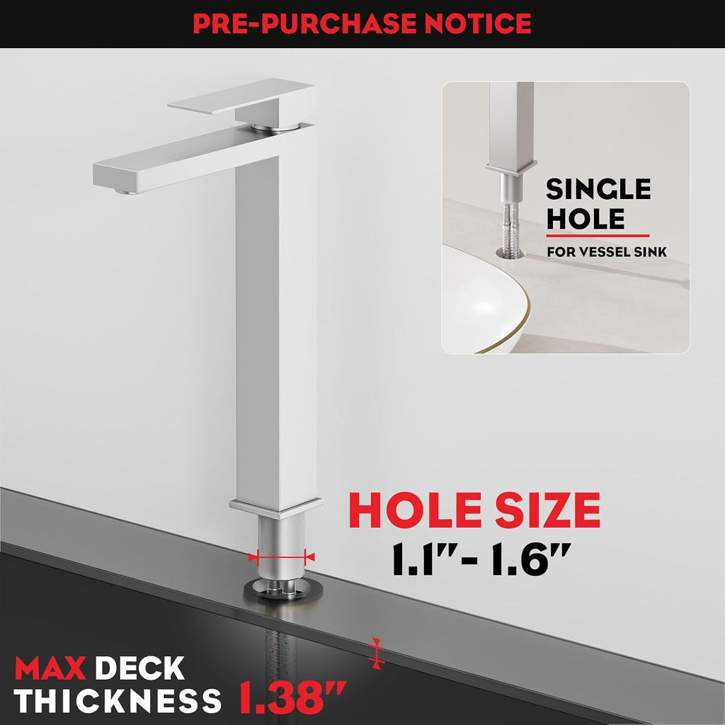 Brushed Nickel Tall Bathroom Faucet for Vessel Sink Single Hole Single Handle Vessel Sink Faucet Vanity Bathroom