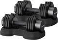 Adjustable Dumbbell Set of 2, 5–88LB Quick Dial Free Weights with Double Safety Lock, Anti-Slip Steel Handle &
