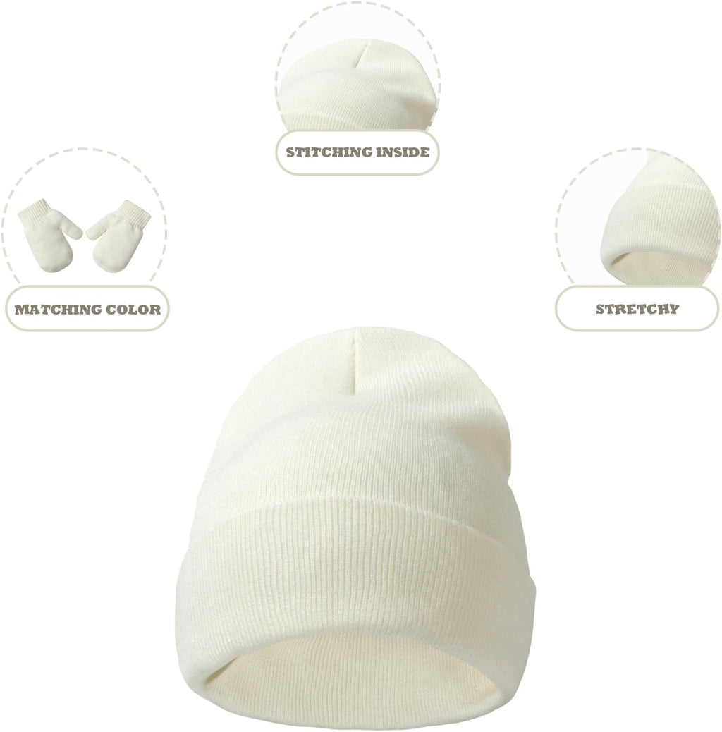 Baby Hats and Mittens Set Infant Toddler Beanie Cap Newborn Gloves for Baby