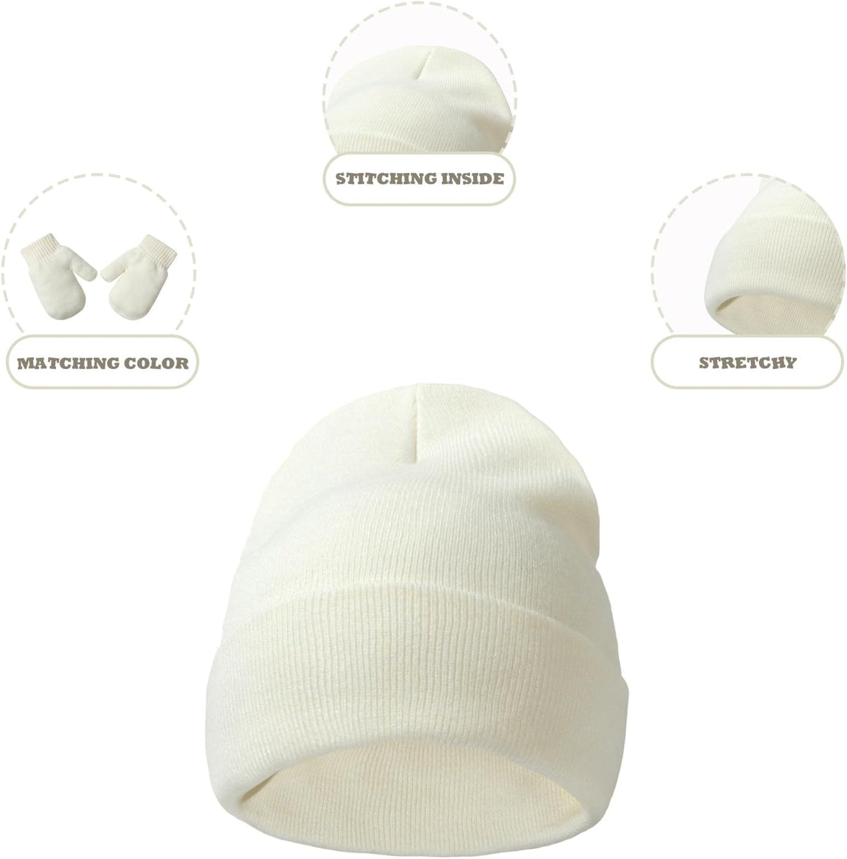 Baby Hats and Mittens Set Infant Toddler Beanie Cap Newborn Gloves for Baby