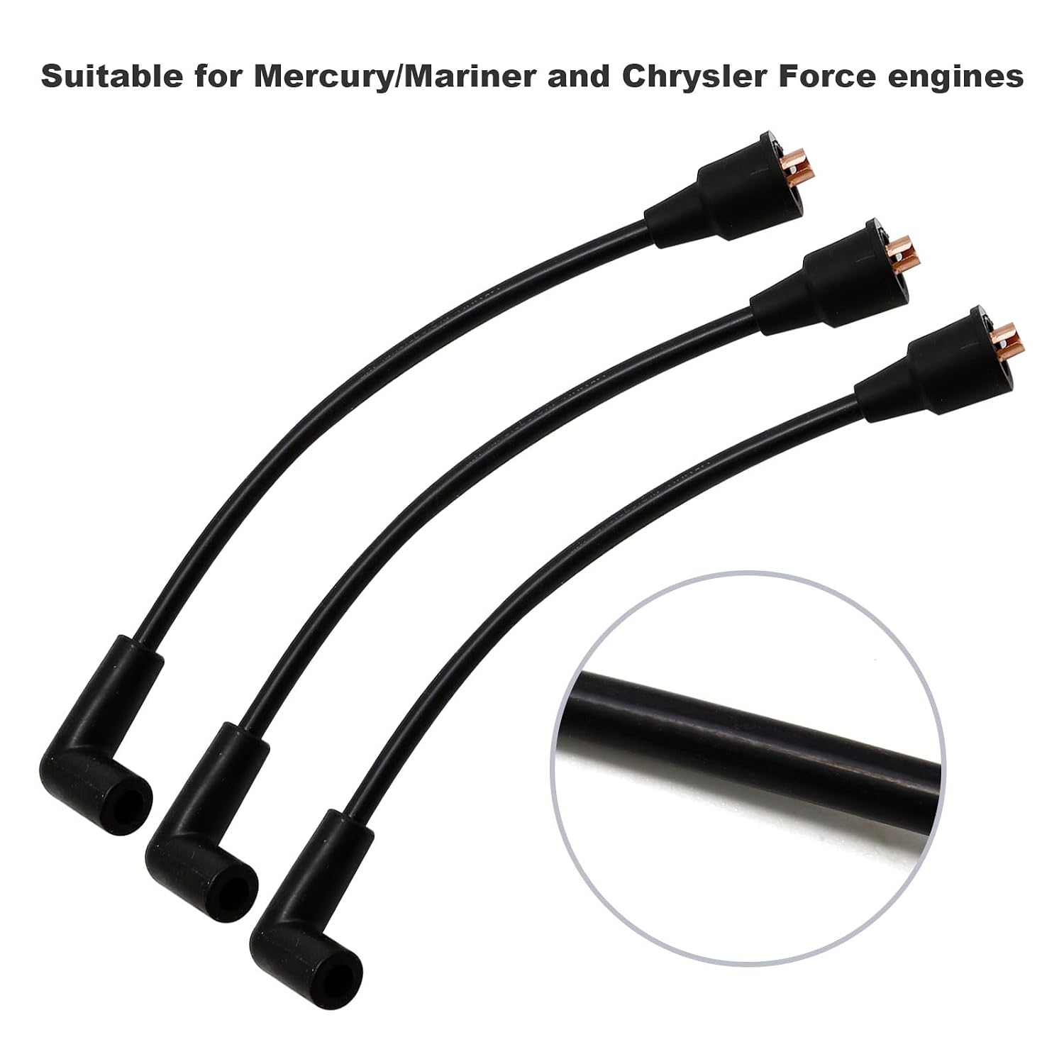 18-8819-1 7" Marine 7MM Spark Plug Wire Lead Replacement for Mercury/Marine ZF695 3Pcs