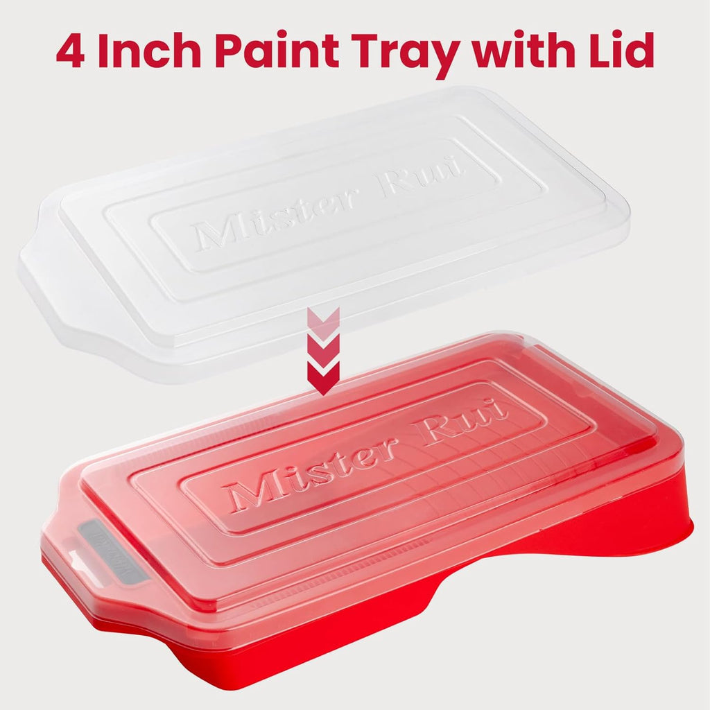 4 Inch Paint Roller Kit, 12-Piece Mini Roller Set with 6 Microfiber Sleeves, Tray, Liner & Cover, Handle, 1.5" Angled