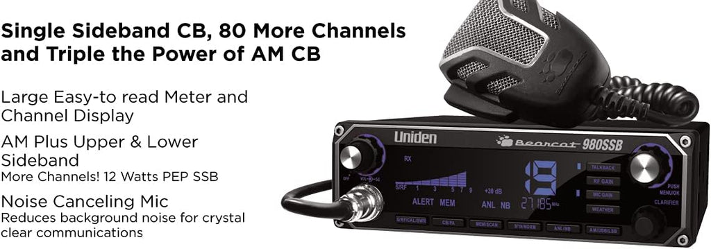 BEARCAT 980 40- Channel SSB CB Radio with Sideband NOAA WeatherBand,7- Color Digital Display PA/CB Switch and Noise