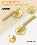 4 Pack Brushed Gold Passage Interior Door Handles