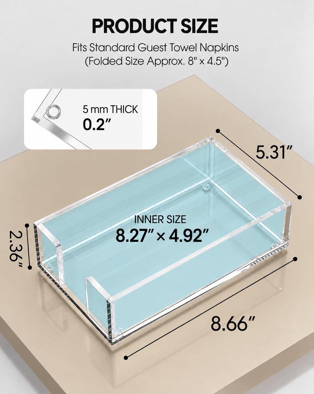 Acrylic Napkin Holder for Bathroom, Clear Guest Towel Holder