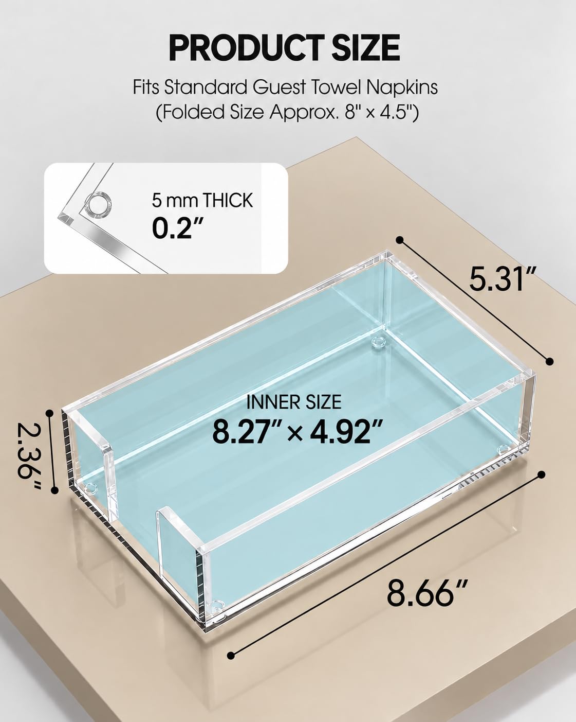 Acrylic Napkin Holder for Bathroom, Clear Guest Towel Holder