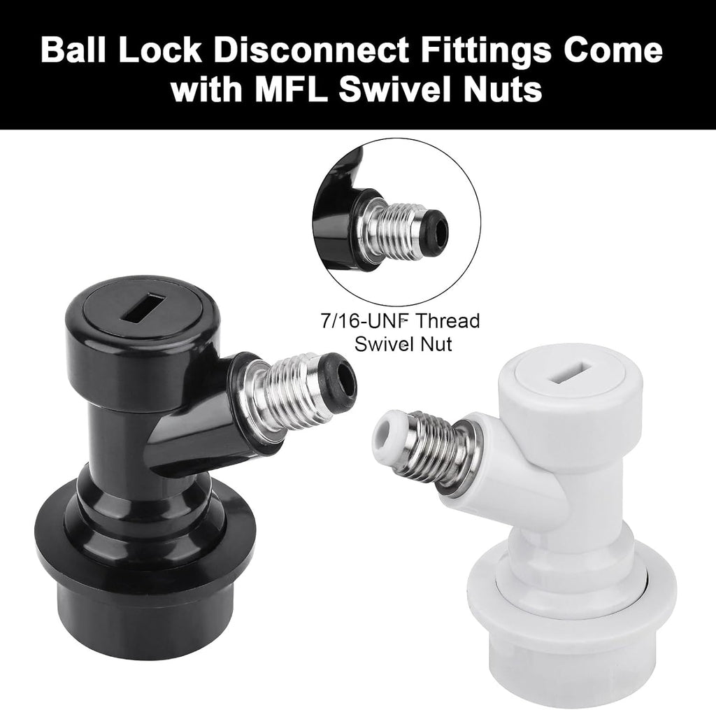 Beer Ball Lock Disconnect Keg Quick Disconnect Set, Corny Keg Connectors | 2 Pcs CO2 and Liquid Ball Lock Keg