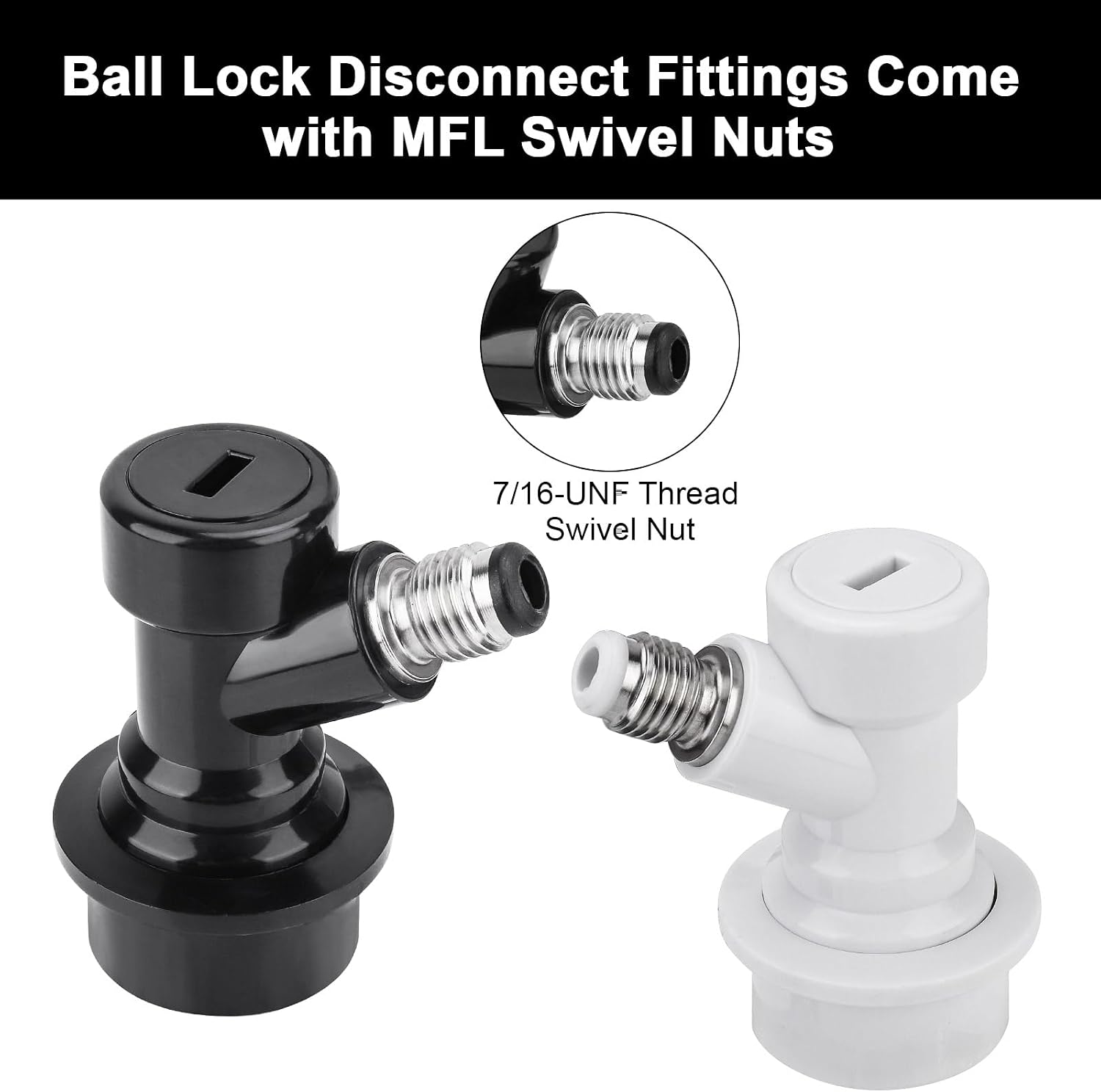 Beer Ball Lock Disconnect Keg Quick Disconnect Set, Corny Keg Connectors | 2 Pcs CO2 and Liquid Ball Lock Keg